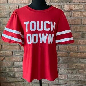 Red Touchdown Sequin Top Small NWOT 🏈